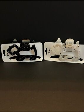 Cute Doggie - Cream & Black Polka Dot Acrylic Hair Claw Clips - Set of (2) Two